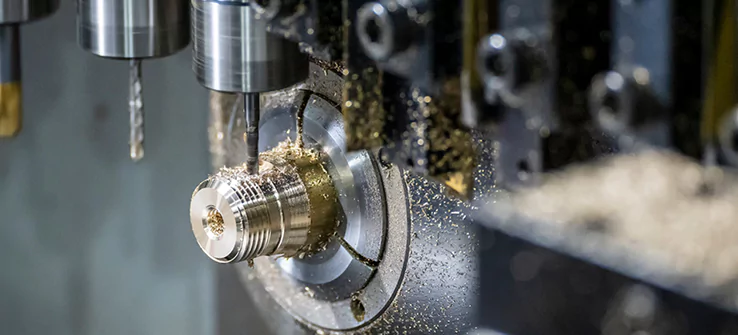 CNC machine cutting metal