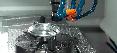 CNC machine cutting metal