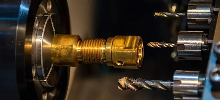 CNC machine cutting metal